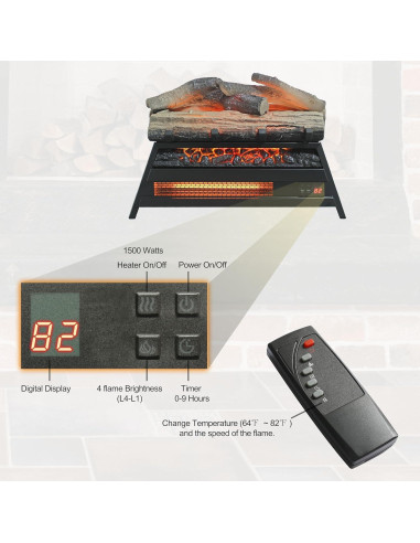 Chimenea eléctrica Genérico 37,16 m 1500W con troncos 3D