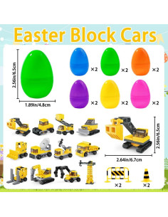 YUJUN 12 Huevos de Pascua con Vehículos de Construcción 2