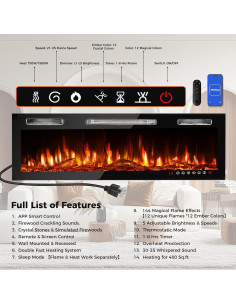 Chimenea Eléctrica FANGJI 91 cm Control Remoto 1500W 2