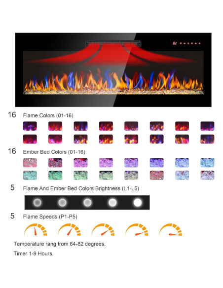 Chimenea Eléctrica Genérico 127 cm Vidrio Templado Control Remoto