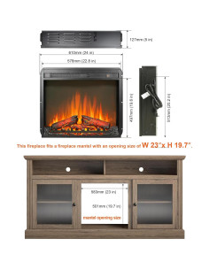 Chimenea Eléctrica Genérico 60 cm con Control Remoto y Llama Realista 2