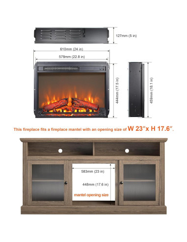 Chimenea Eléctrica Genérico 46 cm con Efecto Llama Realista