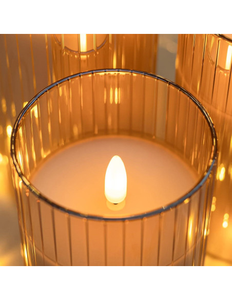 Juego de 3 Velas LED Angelloong Doradas con Control Remoto
