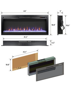 Chimenea eléctrica empotrada Genérico 112 cm LED control remoto 2