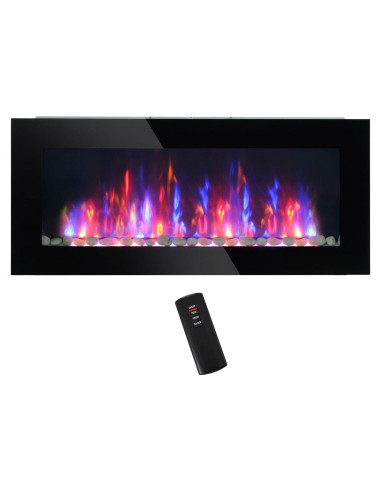 Chimenea Eléctrica HOMCOM 104.9cm 1500W Control Remoto Negro