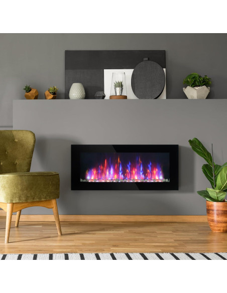 Chimenea Eléctrica HOMCOM 104.9cm 1500W Control Remoto Negro