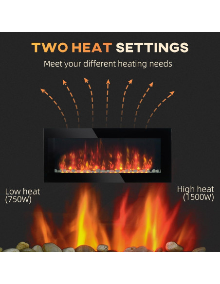 Chimenea Eléctrica HOMCOM 104.9cm 1500W Control Remoto Negro