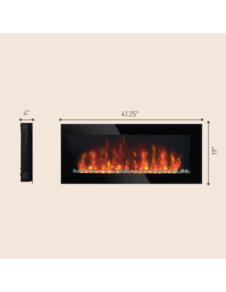 Chimenea Eléctrica HOMCOM 104.9cm 1500W Control Remoto Negro