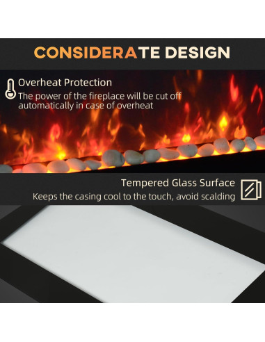 Chimenea Eléctrica HOMCOM 104.9cm 1500W Control Remoto Negro