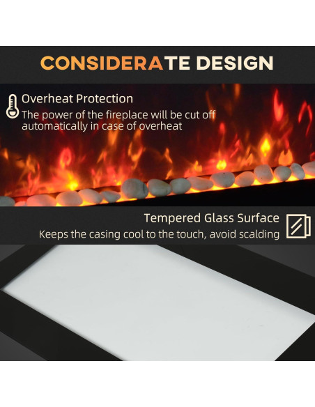 Chimenea Eléctrica HOMCOM 104.9cm 1500W Control Remoto Negro