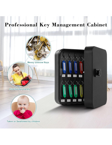 Caja de Almacenamiento de Llaves KYODOLED 20 Llaves Negra