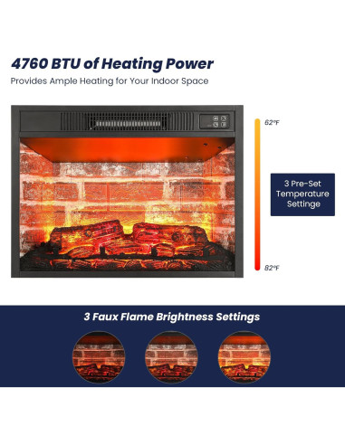 Insertador de chimenea eléctrica LGHM 58 cm con control remoto
