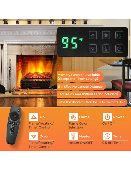 Calefactor Eléctrico Tangkula 1500W con Chimenea Infrarroja