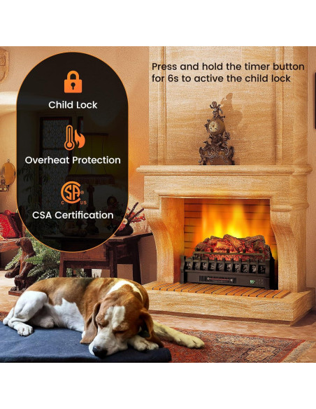 Calefactor Eléctrico Tangkula 1500W con Chimenea Infrarroja