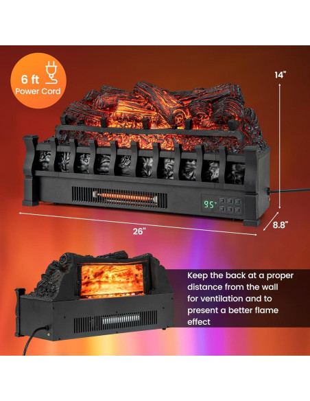 Calefactor Eléctrico Tangkula 1500W con Chimenea Infrarroja