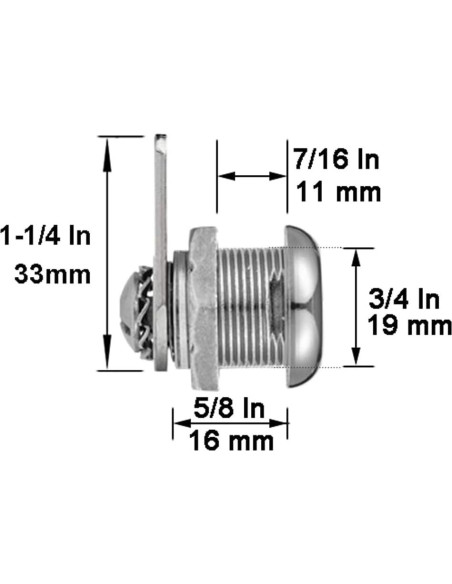 Cerradura de Cámara WOOCH BCL-16N-2P Cromada 5/8"