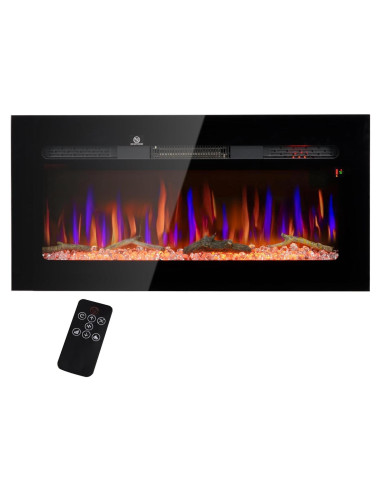 Chimenea Eléctrica HOMCOM 91.44 cm Montada en Pared 1500W