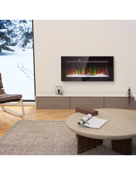 Chimenea Eléctrica HOMCOM 91.44 cm Montada en Pared 1500W