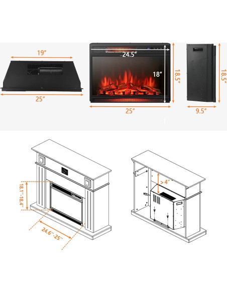Chimenea Eléctrica GOFLAME 63.5cm Empotrada Control Remoto