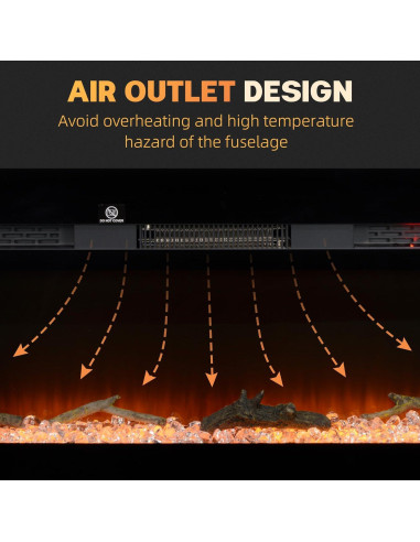 Chimenea Eléctrica HOMCOM 91.44 cm Montada en Pared 1500W