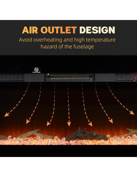 Chimenea Eléctrica HOMCOM 91.44 cm Montada en Pared 1500W