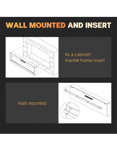 Chimenea Eléctrica HOMCOM 91.44 cm Montada en Pared 1500W
