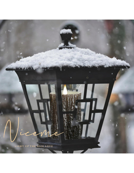 Vela LED Niceme Recargable 3 Piezas Corteza de Pino