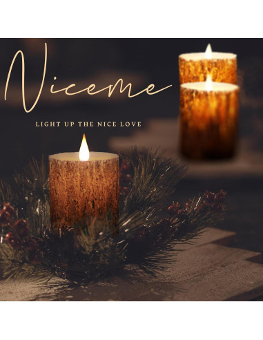 Vela LED Niceme Recargable 3 Piezas Corteza de Pino