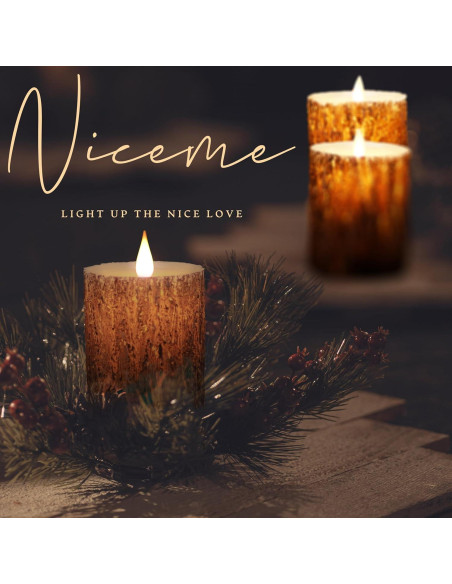 Vela LED Niceme Recargable 3 Piezas Corteza de Pino