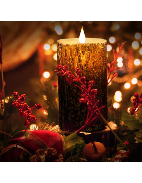 Vela LED Niceme Recargable 3 Piezas Corteza de Pino