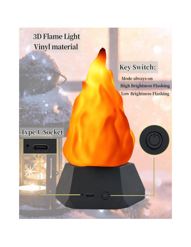 Lámpara de Fuego Falso ARTISTMART 3 Modos Recargable