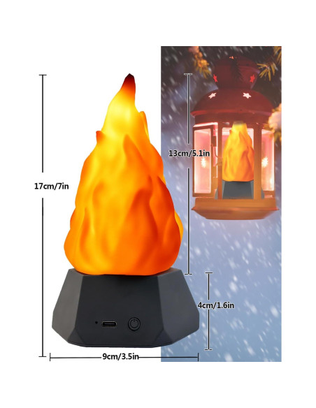 Lámpara de Fuego Falso ARTISTMART 3 Modos Recargable