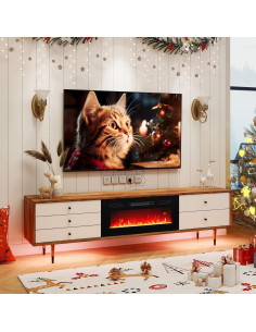 Chimenea Eléctrica COSTWAY 91.4 cm 750W/1500W LED Control Remoto 2