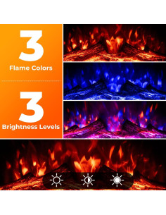 Insertable Chimenea Eléctrica COSTWAY 58.4 cm 750W/1500W 2