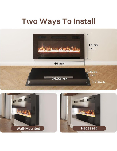 Chimenea Eléctrica FODINGHILL AD 101,6 cm con Control Remoto