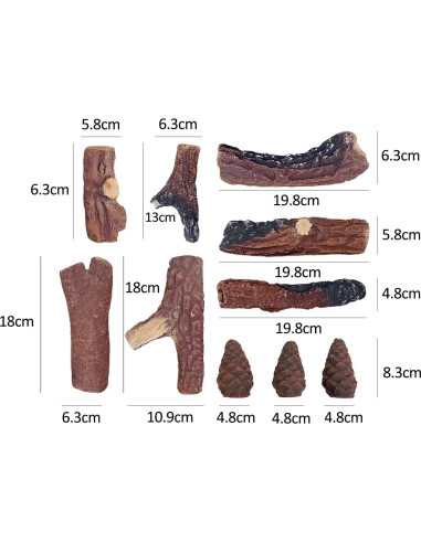 Troncos de Chimenea a Gas Heyfurni 10 Piezas Cerámica