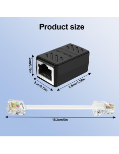 Adaptador RJ11 a RJ45 Menewstart 20.32 cm Paquete de 3 2