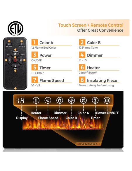 Chimenea Eléctrica Empotrada MAT EXPERT 30" 750W/1500W