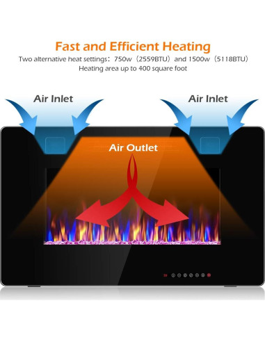 Chimenea Eléctrica Empotrada MAT EXPERT 30" 750W/1500W