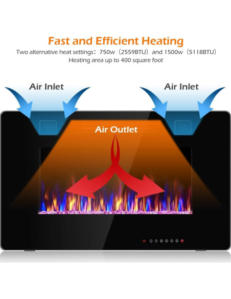 Chimenea Eléctrica Empotrada MAT EXPERT 30" 750W/1500W