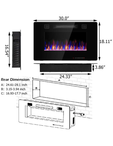 Chimenea Eléctrica Empotrada MAT EXPERT 30" 750W/1500W