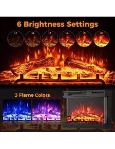 Calefactor Eléctrico Chimenea SIMOE 61x20x46cm 750W/1500W 2