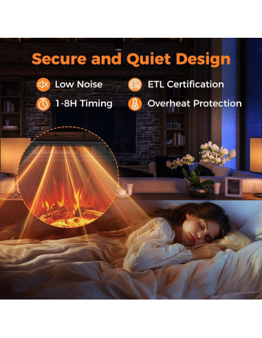 Calefactor Eléctrico Chimenea SIMOE 61x20x46cm 750W/1500W