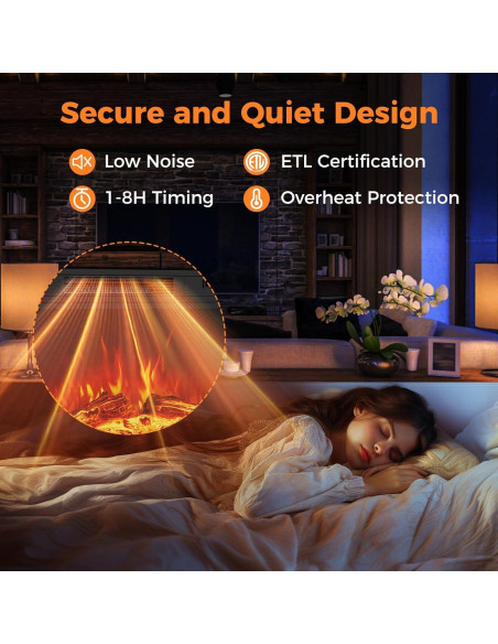 Calefactor Eléctrico Chimenea SIMOE 61x20x46cm 750W/1500W