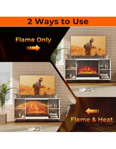 Calefactor Eléctrico Chimenea SIMOE 61x20x46cm 750W/1500W