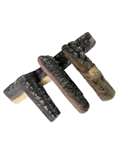 Juego de 4 Troncos de Cerámica para Chimenea Coosoromas