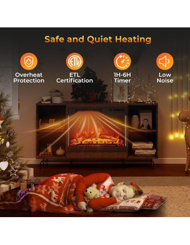Calefactor Eléctrico Chimenea SIMOE 61x20x46cm 750W/1500W