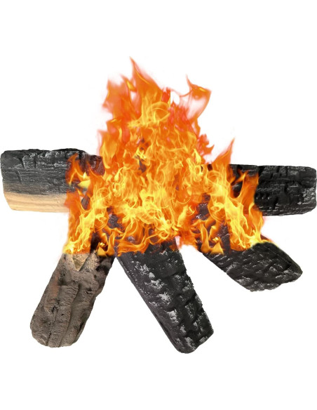 Juego de 4 Troncos de Cerámica para Chimenea Coosoromas