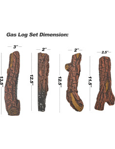 Conjunto de 4 troncos de cerámica Stanbroil para chimenea 2
