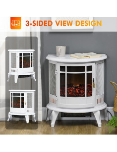 Chimenea Eléctrica Wycian Blanca 1500W con Manto Ajustable 2